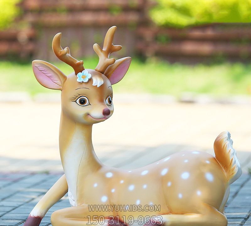 户外园林景观玻璃钢一只卧着的鹿博鱼网页版