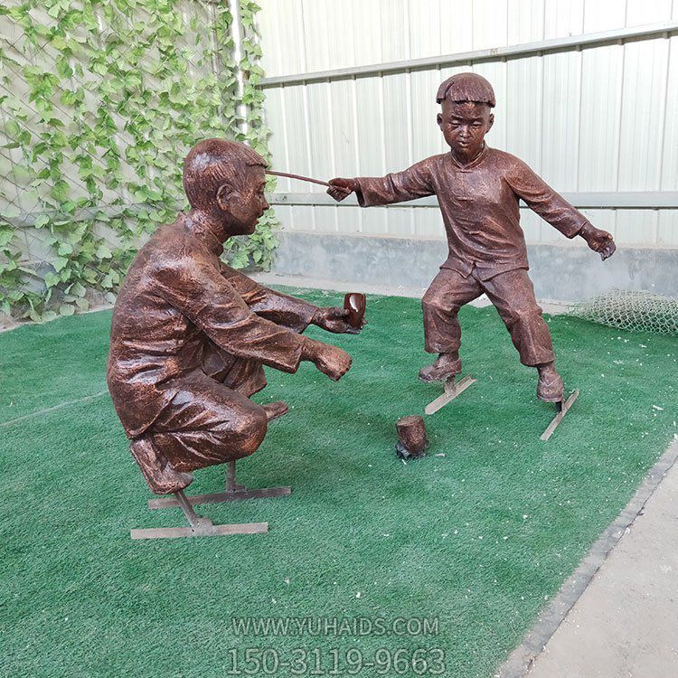 户外公园情景小品玻璃钢仿铜抽陀螺的儿童景观博鱼网页版