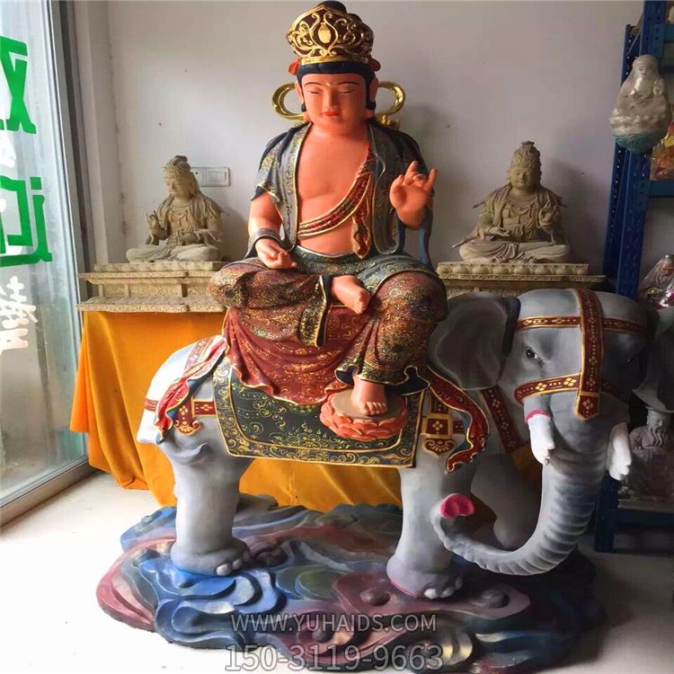 景区庙宇玻璃钢彩绘坐着大像上的菩萨文殊普贤博鱼网页版