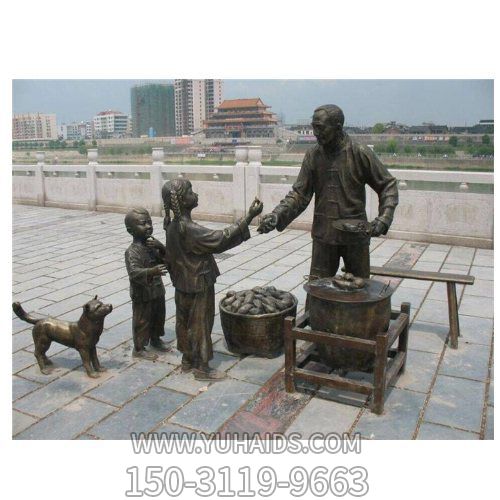 商业街摆放玻璃钢仿铜买小吃商贩民俗小品博鱼网页版