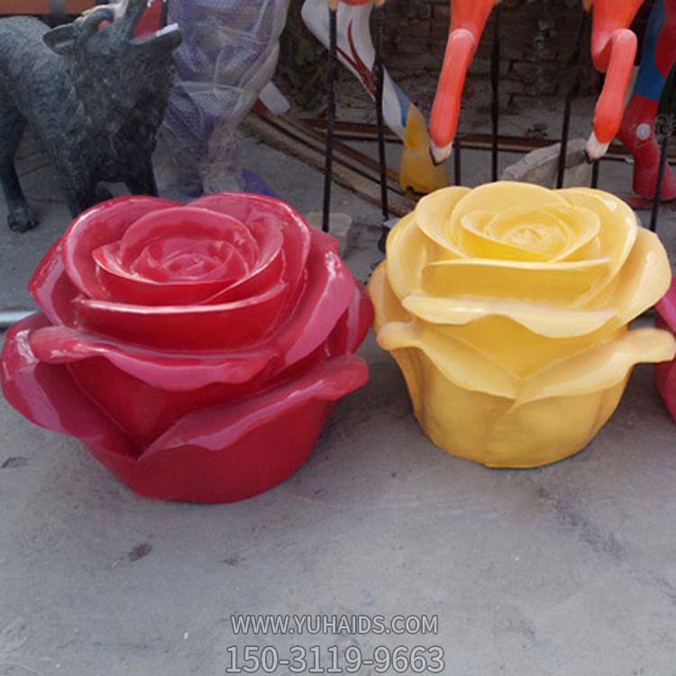 仿真玻璃钢玫瑰花博鱼网页版商场美陈摆件