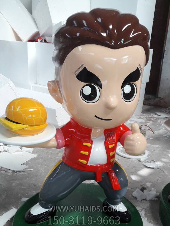 西式茶餐厅玻璃钢卡通拿汉堡包人偶娃娃招牌摆件博鱼网页版