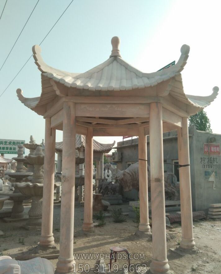 寺院户外景观装饰晚霞红六角仿古建凉亭博鱼网页版