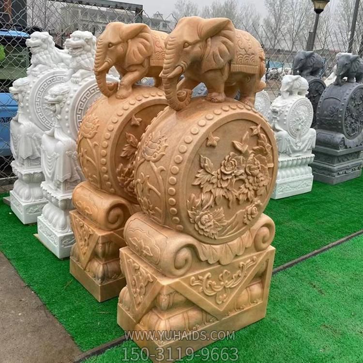 庭院别墅门口黄蜡石石雕户外园林浮雕镇宅辟邪抱鼓石博鱼网页版