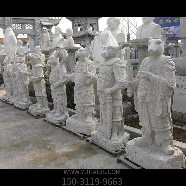 公园广场大理石石雕人身兽面十二生肖雕像博鱼网页版