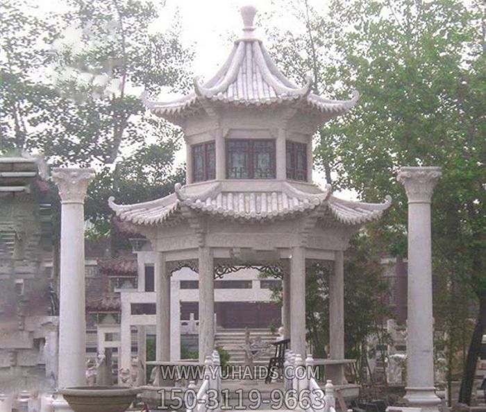 户外园林景区摆放大理石双层凉亭博鱼网页版