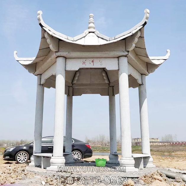 户外园林摆放大理石六角休息凉亭博鱼网页版