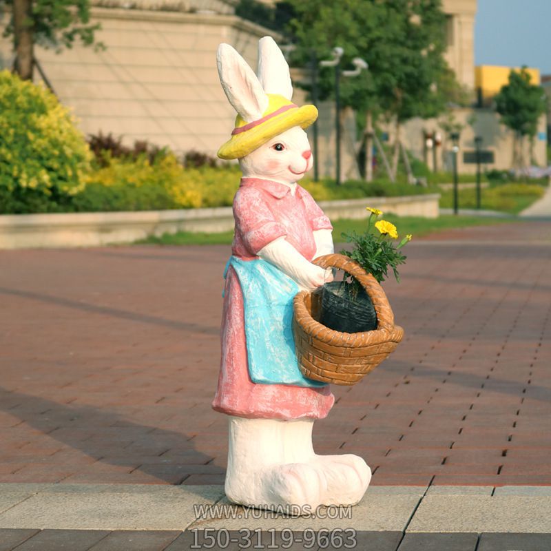 玻璃钢仿真动物景观户外公园装饰品兔子博鱼网页版