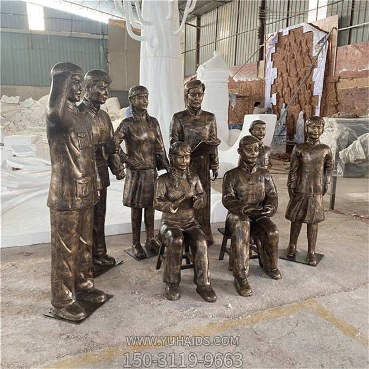 城市街道景区玻璃钢仿铜园林人物景观摆件博鱼网页版