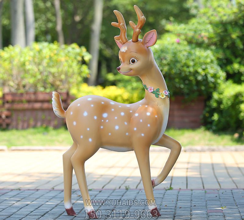 户外园林玻璃钢彩绘回头的鹿博鱼网页版