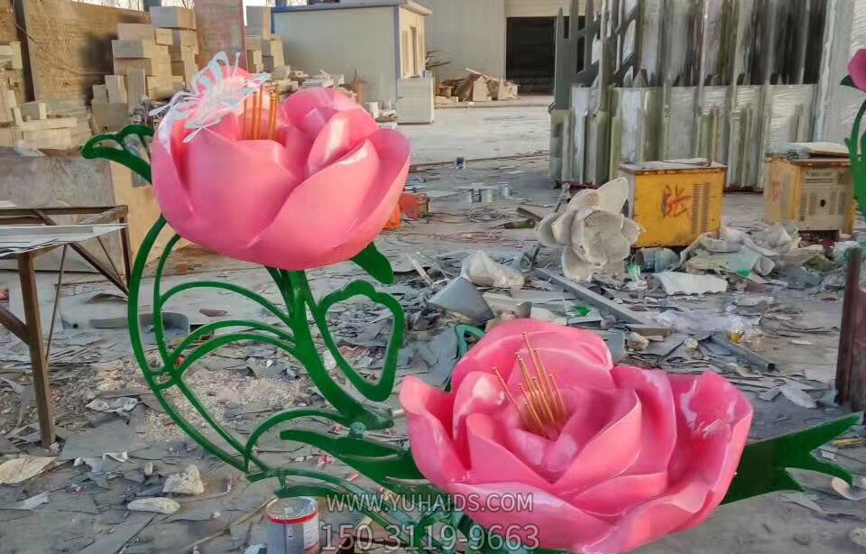 不锈钢彩绘玻璃钢牡丹花园林花朵博鱼网页版