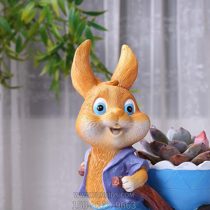 公园摆件一只拉车的玻璃钢兔子博鱼网页版