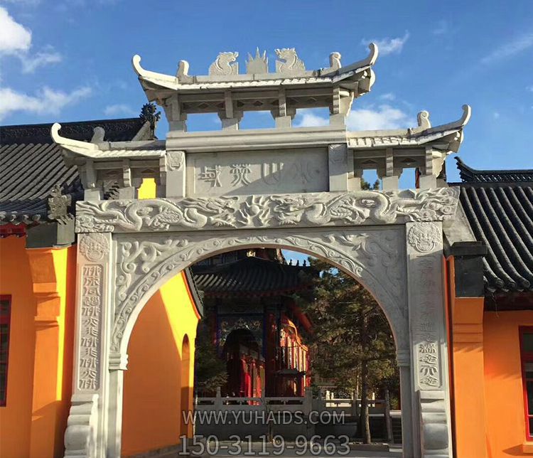 寺庙单门汉白玉石牌坊博鱼网页版