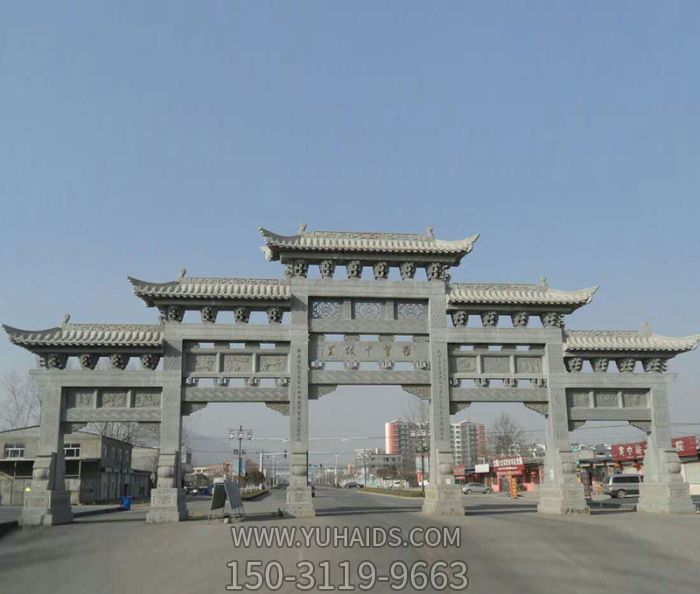 城市街道大型五门石雕牌坊博鱼网页版