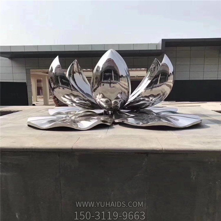 不锈钢镜面荷花小品博鱼网页版园林喷泉摆件