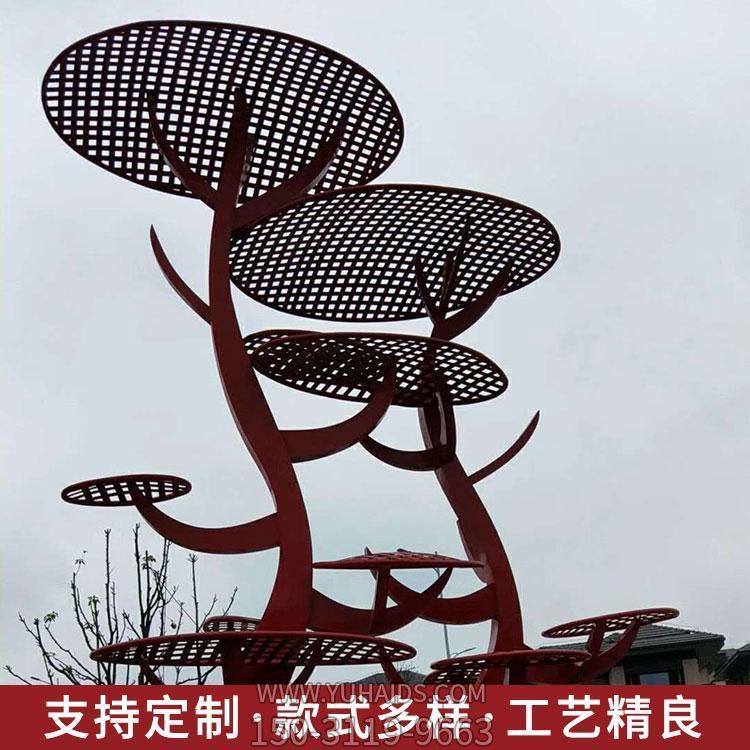 户外大型不锈钢网格抽象树摆件博鱼网页版
