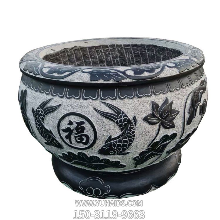 青石浮雕双语莲花仿古石缸博鱼网页版