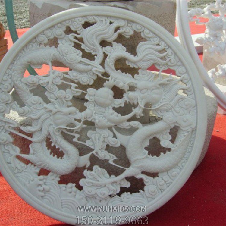 大型汉白玉景观石雕壁画 室外装饰影壁墙 镂空浮雕文化墙博鱼网页版