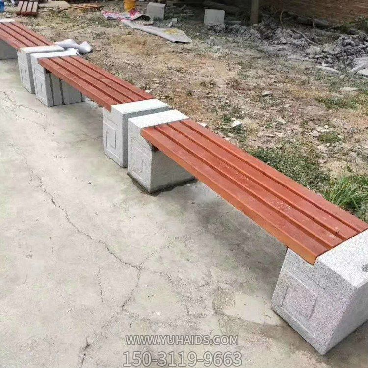 大理石雕刻长形仿木 石凳校园草坪摆件博鱼网页版