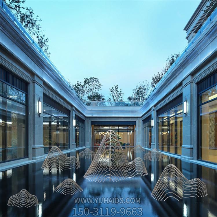 酒店喷泉水景不锈钢镂空创意假山摆件博鱼网页版