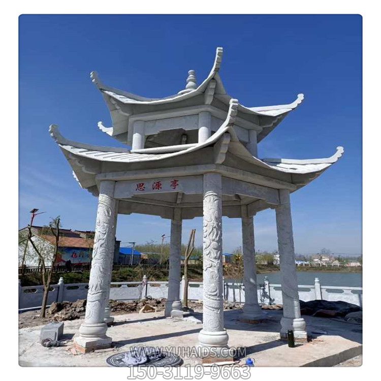 村庄湖边摆放大理石雕仿古建凉亭景观博鱼网页版