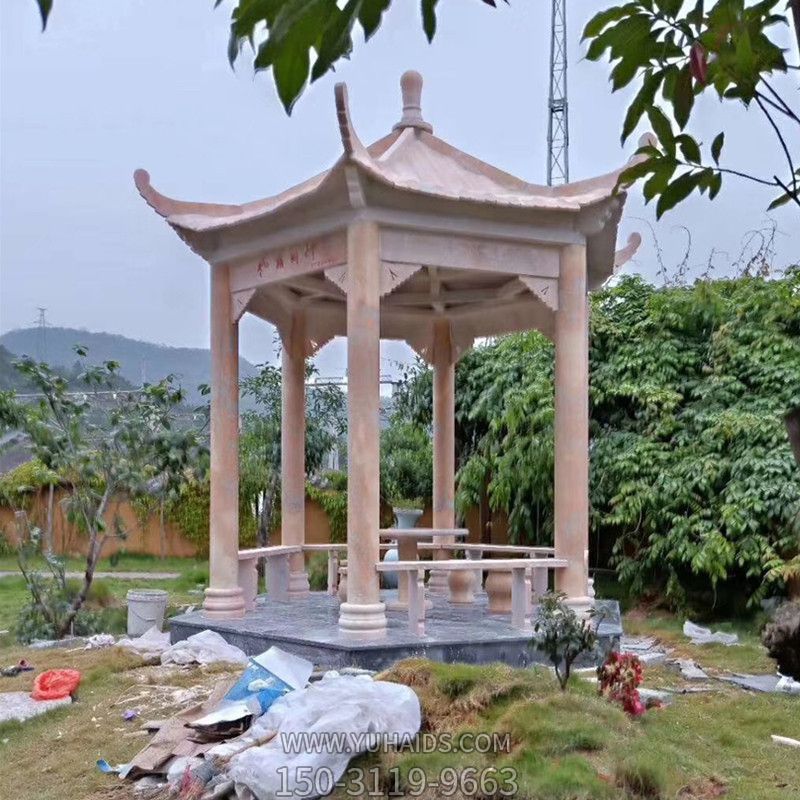 景区户外仿古建晚霞红六角休息凉亭博鱼网页版