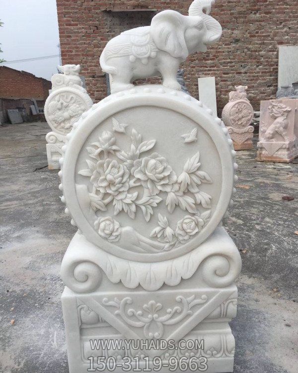 晚霞红石雕小象  庭院别墅门口汉白玉石雕浮雕抱鼓石博鱼网页版