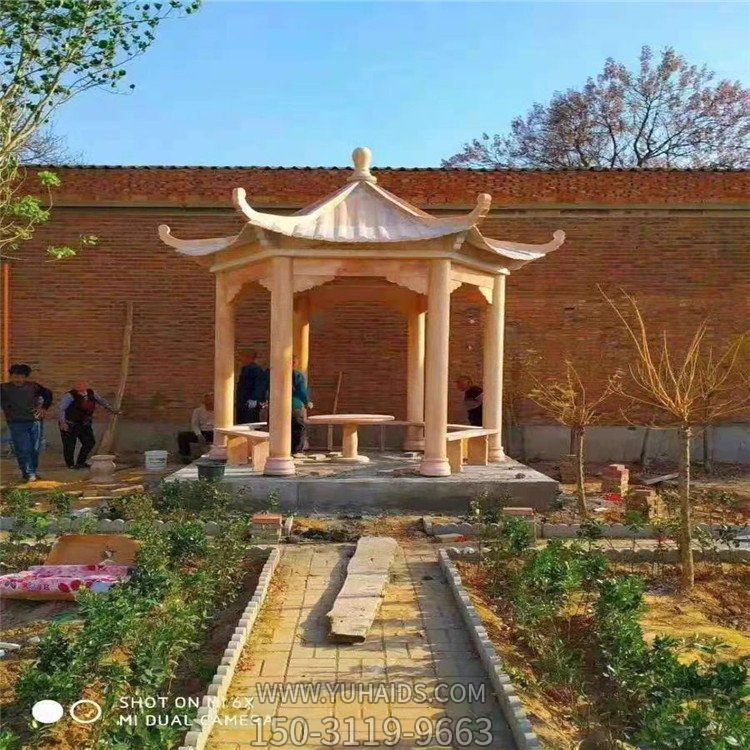 晚霞红石雕户外园林景观凉亭博鱼网页版