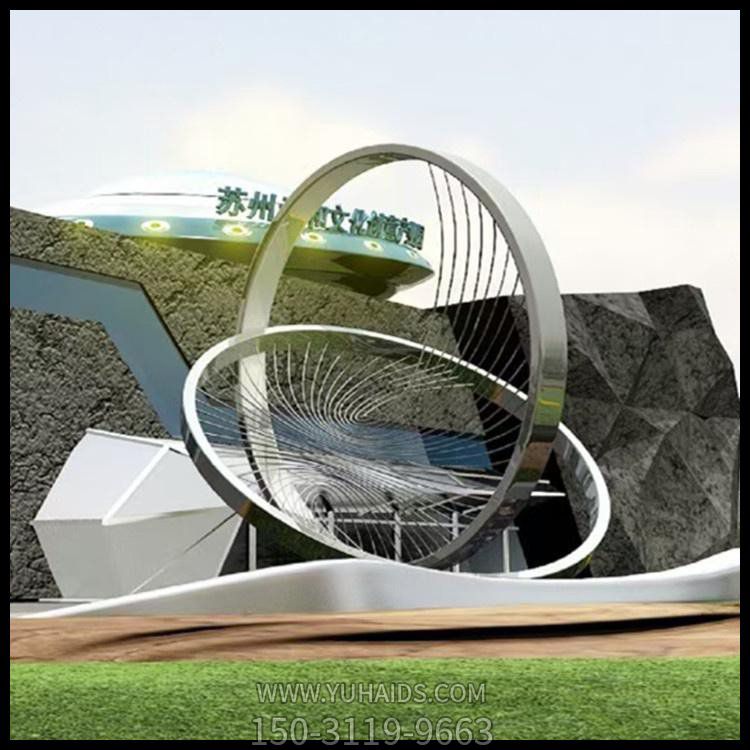 大型户外广场 镜面不锈钢抽象艺术圆环博鱼网页版