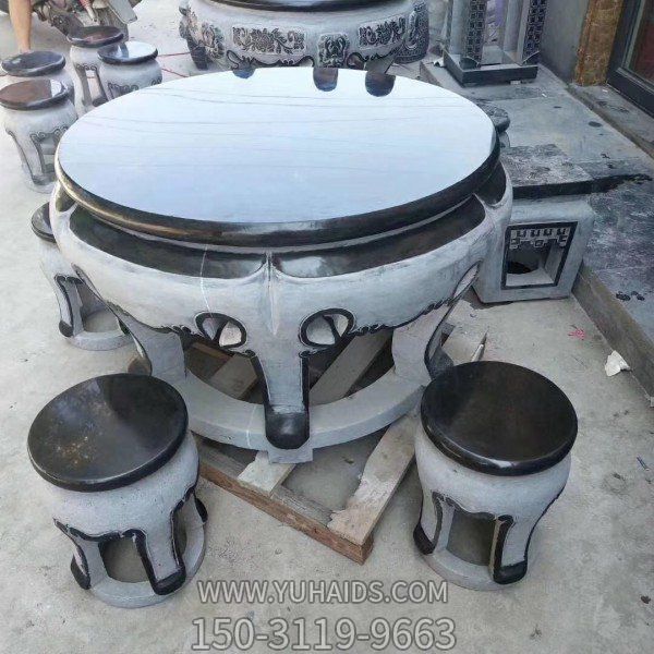 大理石石雕户外景观圆形石桌石凳博鱼网页版