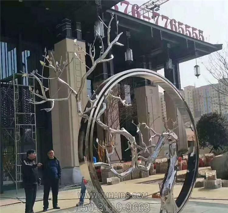 酒店户外摆放不锈钢镜面树枝博鱼网页版