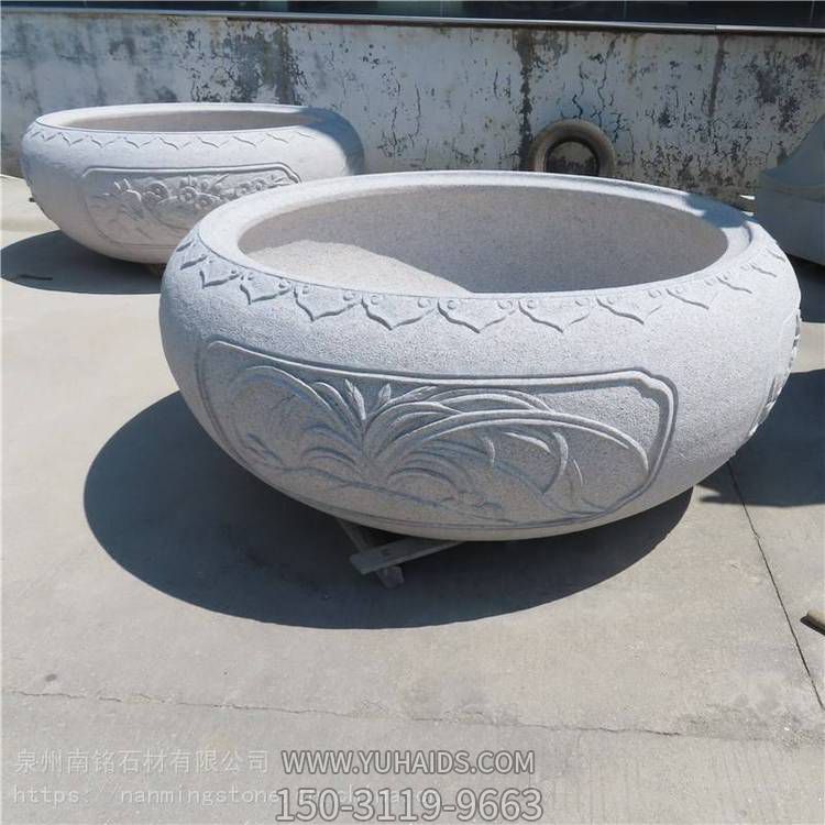 花岗岩雕刻荷花缸寺庙庭院园林景观装饰摆件博鱼网页版
