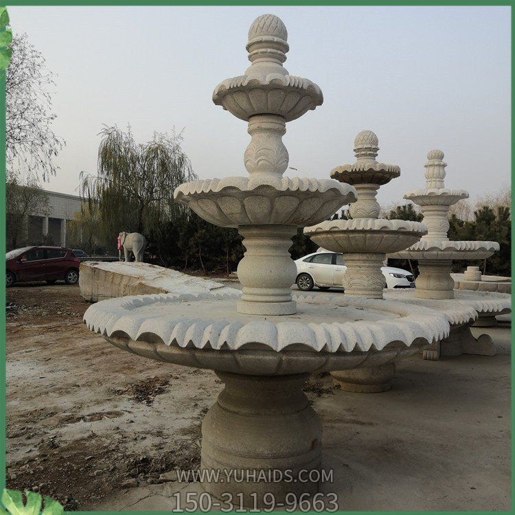 花园装饰摆放欧式大理石三层流水喷泉博鱼网页版