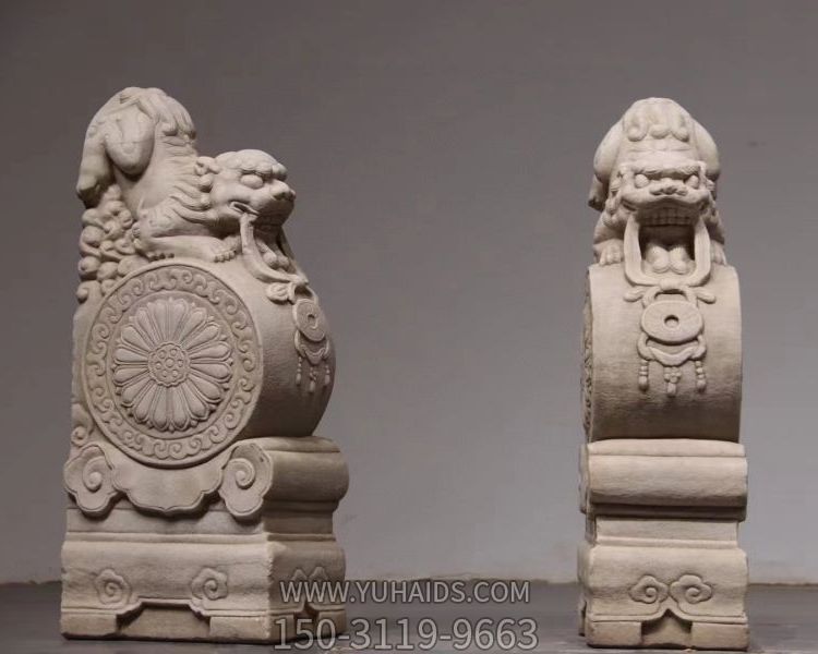 大理石雕刻狮子抱鼓石庭院看家护院门墩一对博鱼网页版