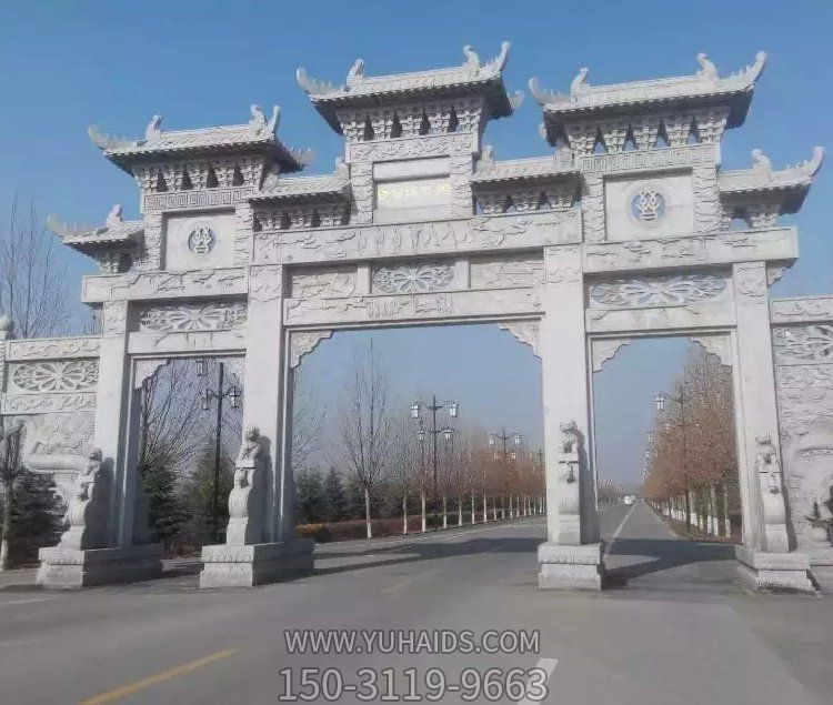 户外大型石材石槽多门牌坊博鱼网页版