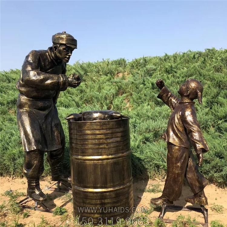 铜雕户外园林景观烤红薯的人物景观博鱼网页版