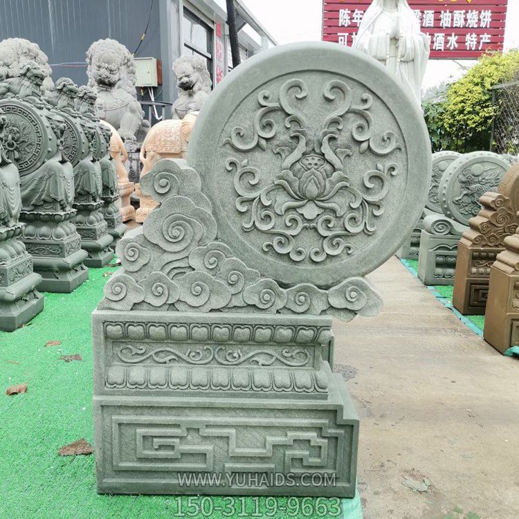 天然青石浮雕抱鼓石庭院门口摆放博鱼网页版