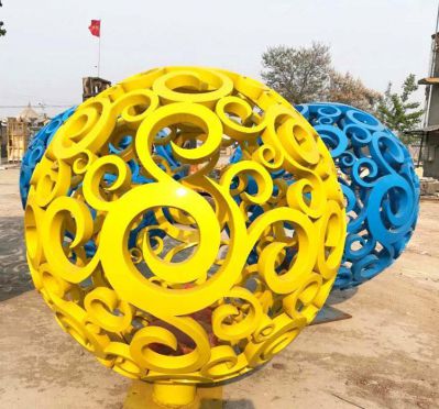 玻璃钢彩绘创意黄色镂空球博鱼网页版