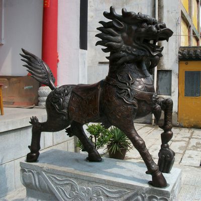 景区街道不锈钢仿铜神兽麒麟博鱼网页版