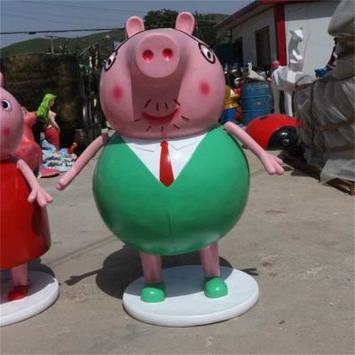 卡通动漫人物玻璃钢猪爸爸博鱼网页版 幼儿园户外摆件