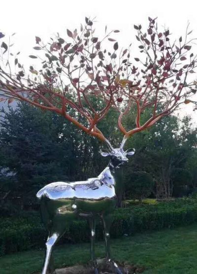 不锈钢镜面创意树枝鹿园林房产景观博鱼网页版