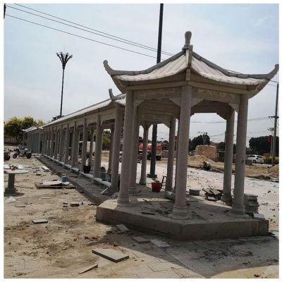 长廊花岗岩公园广场摆放仿古凉亭