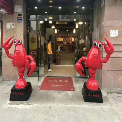 火锅店门口迎宾不锈钢彩绘小龙虾
