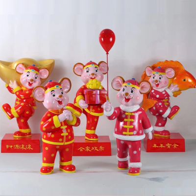 玻璃钢彩绘拜年老鼠博鱼网页版