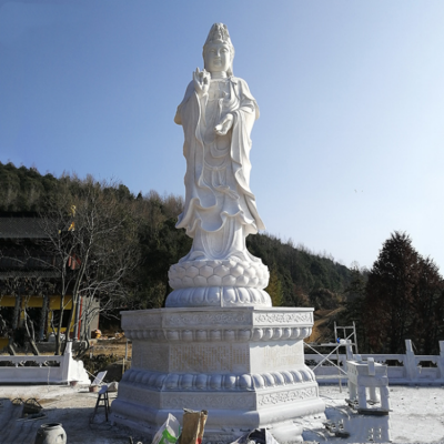 寺院户外汉白玉大理石雕刻观音佛像