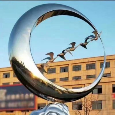 不锈钢镜面创意博鱼网页版户外售楼部商业街步行街圆环博鱼网页版