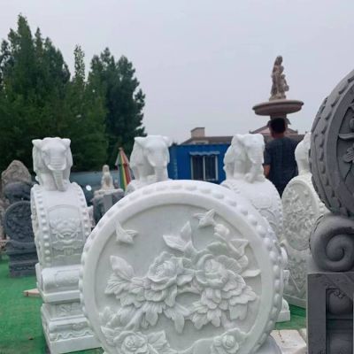 浮雕庭院门口大型镇宅大象抱鼓石
