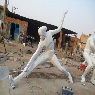 校园广场不锈钢抽象打球的运动人物博鱼网页版