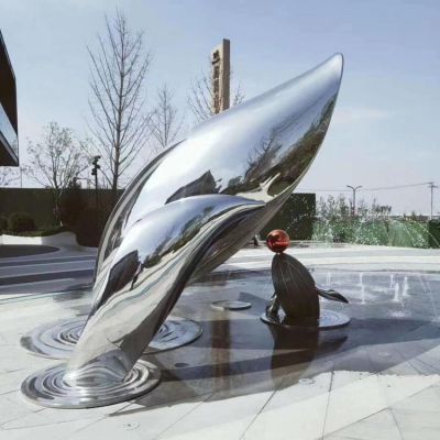 镜面户外水景摆件大型抽象海洋动物鲸鱼博鱼网页版