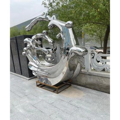 镜面户外不锈钢创意海浪浪花博鱼网页版